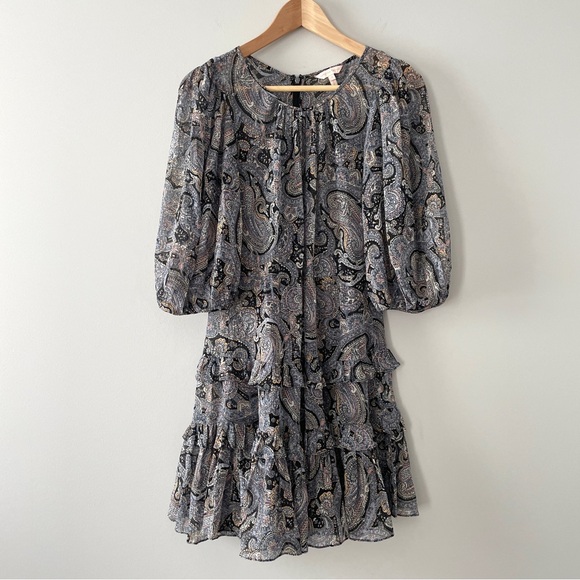 Rebecca Taylor Selene Paisley Voile Dress in Bleu Combo Size 4 - Picture 2 of 8